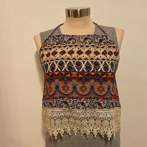 LA Hearts Crochet Vintage Inspired Halter Top - Picture 1 of 5